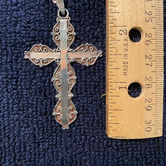 Mexico Jewelry - Religious extra large Sterling Cross Necklace.